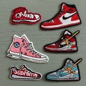 NWOT Lot of 6 Patches Embroidery Iron-On Sneakers Swoosh Converse Supreme